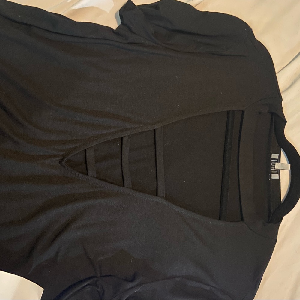 Tobi Black Deep Cut Mini Dress